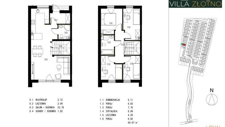 Rzut - Dom na sprzedaż 5 pokoi o powierzchni 84,07 m² - numer K5 w Villa Złotno