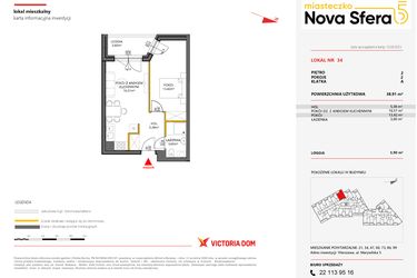 Rzut - Mieszkanie na sprzedaż 2 pokoje o powierzchni 38,91 m² - numer 34 w Miasteczko Nova Sfera 5