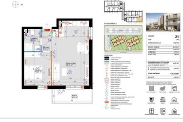 Rzut - Mieszkanie na sprzedaż 2 pokoje o powierzchni 44,31 m² - numer 21 w Harmony Antoninek