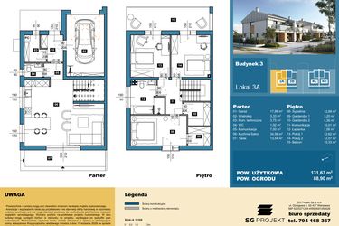 Rzut - Dom na sprzedaż 4 pokoje o powierzchni 131,63 m² - numer 3A w Osiedle Konarzyce etap II