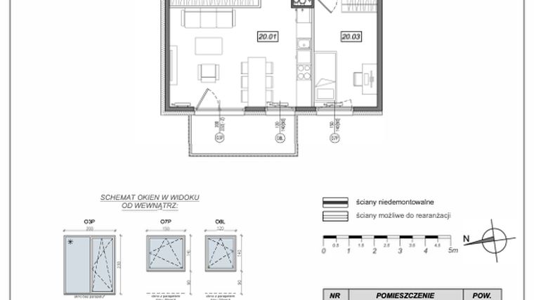 Rzut - Mieszkanie na sprzedaż 3 pokoje o powierzchni 55,81 m² - numer 5.A.20 w Urzeka bud. 5