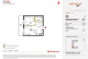 Rzut - Mieszkanie na sprzedaż 2 pokoje o powierzchni 39,49 m² - numer 77 w Metro Art 11