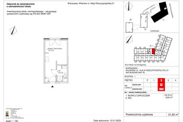 Rzut - Lokal użytkowy na sprzedaż 1 pokój o powierzchni 21,83 m² - numer 18 w RZ21