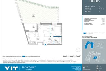 Rzut - Mieszkanie na sprzedaż 2 pokoje o powierzchni 49,03 m² - numer FB0005 w Spokojny Mokotów etap II