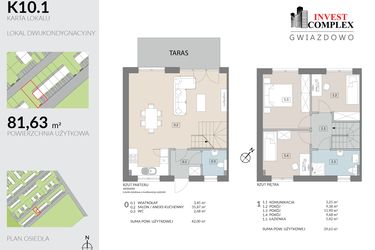 Rzut - Mieszkanie na sprzedaż 4 pokoje o powierzchni 81,63 m² - numer K10.1 w Osiedle Gwiazdowo etap 9
