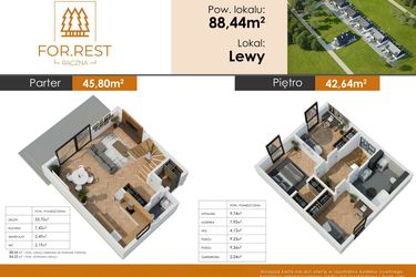 Rzut - Dom na sprzedaż 4 pokoje o powierzchni 88,44 m² - numer 1 w FOR.REST RĄCZNA