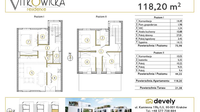 Rzut - Mieszkanie na sprzedaż 5 pokoi o powierzchni 118,2 m² - numer E1B2B w Vitkowicka Residence