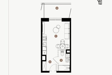 Rzut - Mieszkanie na sprzedaż 1 pokój o powierzchni 25,56 m² - numer 5.17 w WIMA APARTMENTS
