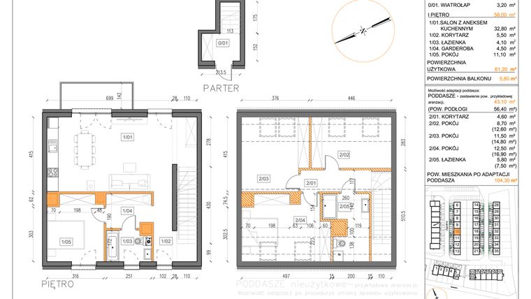 Rzut - Mieszkanie na sprzedaż 3 pokoje o powierzchni 61,2 m² - numer 10A w Małe Wilczyce etap 9