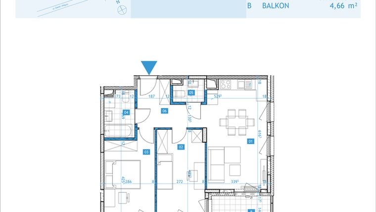 Rzut - Mieszkanie na sprzedaż 3 pokoje o powierzchni 62 m² - numer F11 w Osiedle Botaników etap F