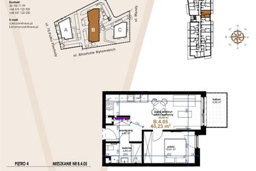 Rzut - Mieszkanie na sprzedaż 2 pokoje o powierzchni 40,23 m² - numer VB.4.05 w Vanda Park