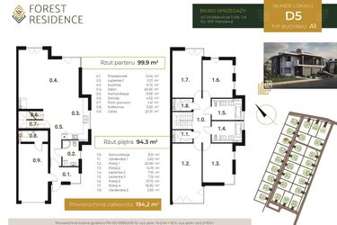 Rzut - Dom na sprzedaż 6 pokoi o powierzchni 194,2 m² - numer D.5 w Forest Residence II