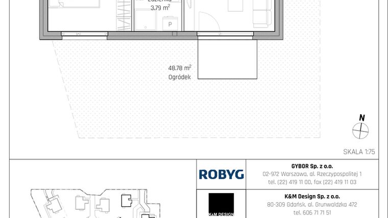 Rzut - Mieszkanie na sprzedaż 2 pokoje o powierzchni 38,47 m² - numer B8.0M02 w ROSA Residence etap II