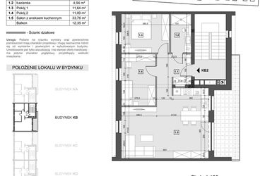 Rzut - Mieszkanie na sprzedaż 4 pokoje o powierzchni 69,15 m² - numer KB2 w Wzgórze Zelwerowicza