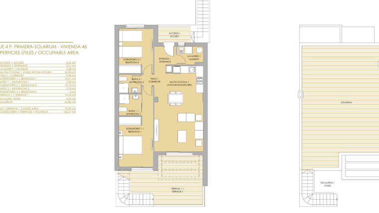 Rzut - Dom na sprzedaż 2 pokoje o powierzchni 75,29 m² - numer 46 w Szeregowce w Orihuela, SP-35149
