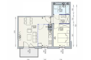 Rzut - Mieszkanie na sprzedaż 2 pokoje o powierzchni 48,95 m² - numer K2 10/4/11/2k w Południk 17 - budynek K2