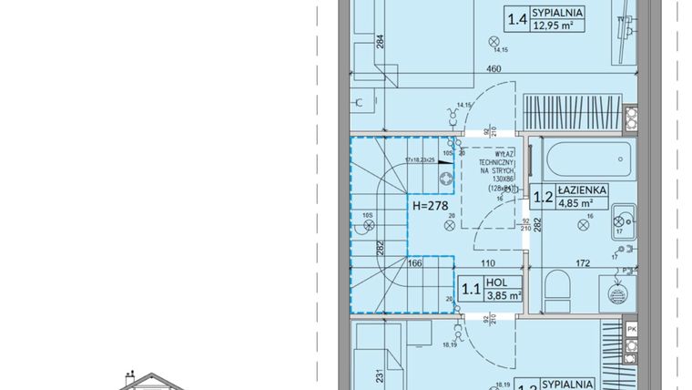 Rzut - Dom na sprzedaż 3 pokoje o powierzchni 68,42 m² - numer 11B w Osiedle Słoneczne etap II