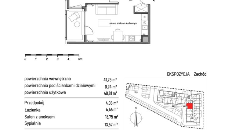 Rzut - Mieszkanie na sprzedaż 2 pokoje o powierzchni 41,75 m² - numer 2.4.9. w Dywizjonu 303