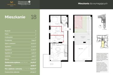 Rzut - Mieszkanie na sprzedaż 1 pokój o powierzchni 105,61 m² - numer A18 w Stawowa Residence - etap V