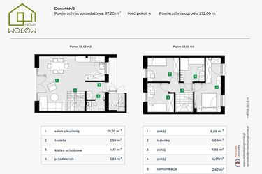 Rzut - Dom na sprzedaż 4 pokoje o powierzchni 78,47 m² - numer 46K/2 w Nowy Wołów etap II