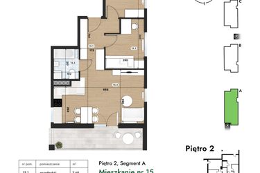Rzut - Mieszkanie na sprzedaż 3 pokoje o powierzchni 59,27 m² - numer 15 w Słomczyńskiego Widoki