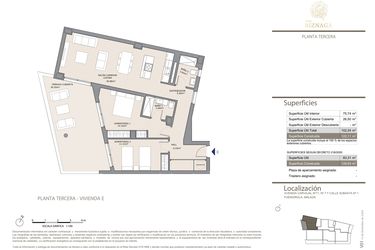 Rzut - Mieszkanie na sprzedaż 2 pokoje o powierzchni 122 m² - numer 3E w Torre Biznaga
