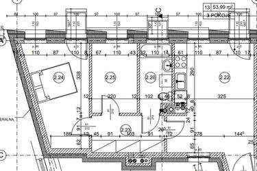 Rzut - Mieszkanie na sprzedaż 3 pokoje o powierzchni 53,98 m² - numer 20.13 w Osiedle Wyszyńskiego