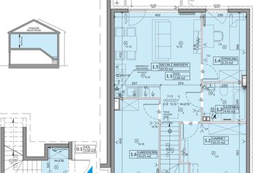 Rzut - Mieszkanie na sprzedaż 4 pokoje o powierzchni 62,57 m² - numer 58B w Domy na Witosa etap 2A i 2B