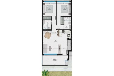 Rzut - Mieszkanie na sprzedaż 2 pokoje o powierzchni 63 m² - numer 2 w Bungalow w San Pedro del Pinatar, RD-70353