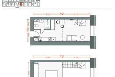 Rzut - Mieszkanie na sprzedaż 2 pokoje o powierzchni 39,44 m² - numer 57 w Legionów 102