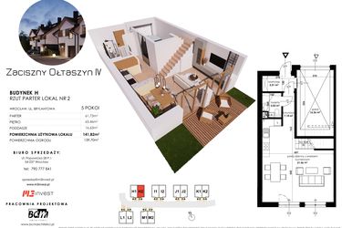 Rzut - Dom na sprzedaż 5 pokoi o powierzchni 141,82 m² - numer H2 w Zaciszny Ołtaszyn IV