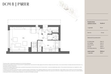 Rzut - Dom na sprzedaż 5 pokoi o powierzchni 114 m² - numer B w Trzy po Trzy