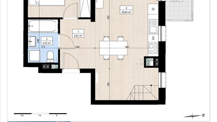 Rzut - Mieszkanie na sprzedaż 2 pokoje o powierzchni 57,08 m² - numer B4/3/39 w Montano bud. B4