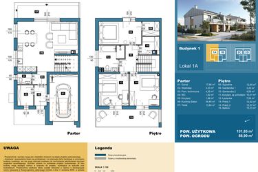 Rzut - Dom na sprzedaż 4 pokoje o powierzchni 131,85 m² - numer 1A w Osiedle Konarzyce