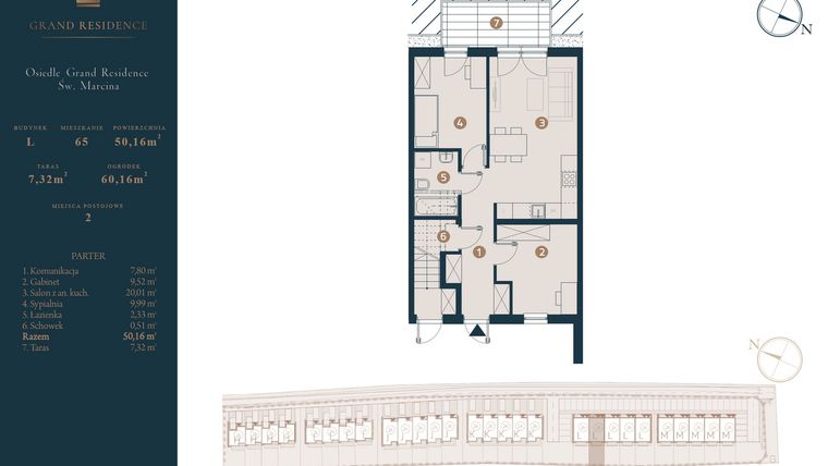 Rzut - Dom na sprzedaż 3 pokoje o powierzchni 50,16 m² - numer L65 w Osiedle Św. Marcina