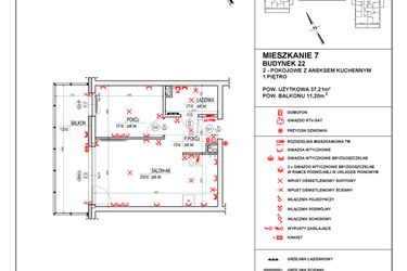 Rzut - Mieszkanie na sprzedaż 2 pokoje o powierzchni 37,21 m² - numer 22_7 w Osiedle 4 Pory Roku - Etap VIII