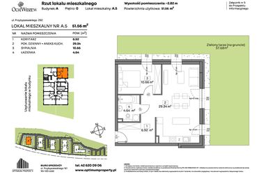Rzut - Mieszkanie na sprzedaż 2 pokoje o powierzchni 51,56 m² - numer A.5 w Och!Widzew