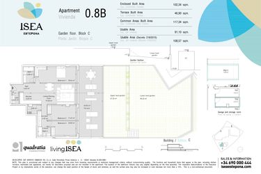 Rzut - Mieszkanie na sprzedaż 3 pokoje o powierzchni 91,1 m² - numer 0.8B w Isea - Estepona