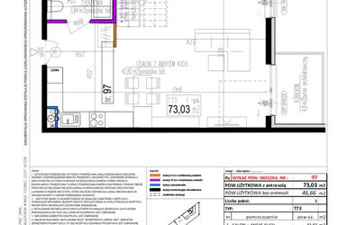 Rzut - Mieszkanie na sprzedaż 1 pokój o powierzchni 73,03 m² - numer 97 w Strumykowa