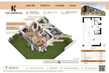 Rzut - Dom na sprzedaż 4 pokoje o powierzchni 149,6 m² - numer 18B w NOVA KARMELOVA