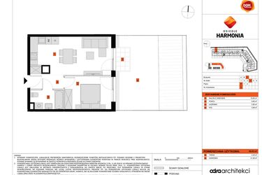 Rzut - Mieszkanie na sprzedaż 2 pokoje o powierzchni 36,03 m² - numer C.5 w Osiedle Harmonia