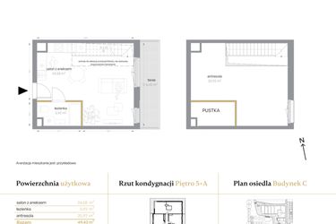 Rzut - Mieszkanie na sprzedaż 1 pokój o powierzchni 49,42 m² - numer C/65 w Królowej Jadwigi