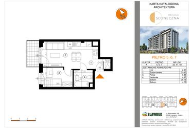 Rzut - Mieszkanie na sprzedaż 2 pokoje o powierzchni 36,79 m² - numer 41 w Osiedle Słoneczna