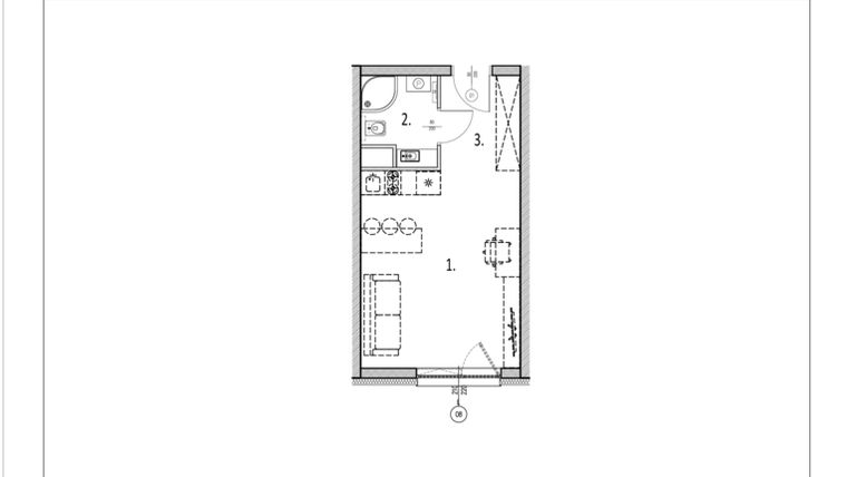 Rzut - Mieszkanie na sprzedaż 1 pokój o powierzchni 28,32 m² - numer 28 w Zachodnia 29