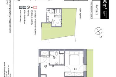 Rzut - Mieszkanie na sprzedaż 2 pokoje o powierzchni 43,88 m² - numer R_V-28_2 w os. Dąbrówka – Leśna Polana