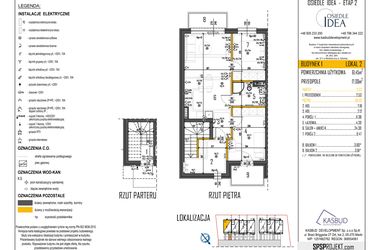 Rzut - Mieszkanie na sprzedaż 3 pokoje o powierzchni 61,45 m² - numer 1-L2 w Osiedle Idea etap II