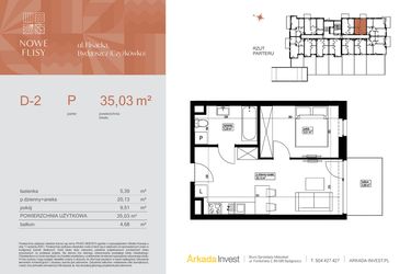 Rzut - Mieszkanie na sprzedaż 2 pokoje o powierzchni 35,03 m² - numer M2_NF.d w Nowe Flisy II