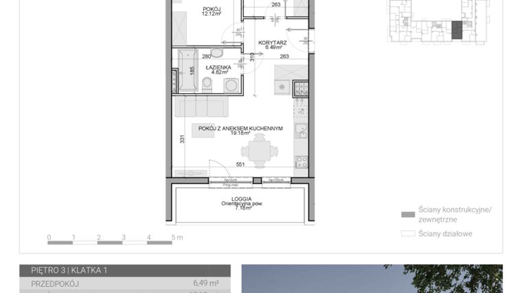 Rzut - Mieszkanie na sprzedaż 3 pokoje o powierzchni 50,93 m² - numer M-26 w Osiedle Radosne II