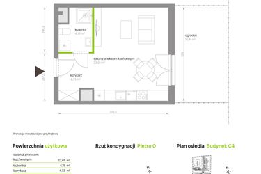 Rzut - Mieszkanie na sprzedaż 1 pokój o powierzchni 30,89 m² - numer C4.0C68 w Bemowo Vita