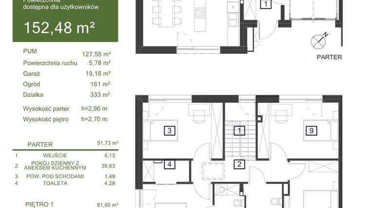 Rzut - Dom na sprzedaż 5 pokoi o powierzchni 152,48 m² - numer 31J w Osiedle Żywiczna